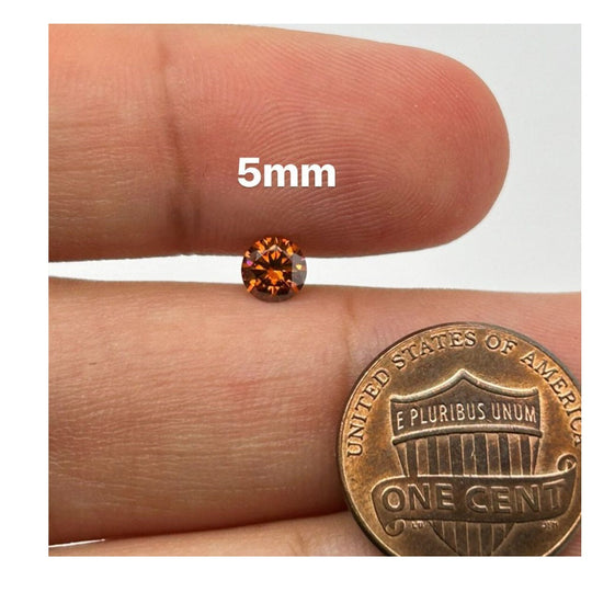 Sweet orangey brown Moissanite 5mm Round