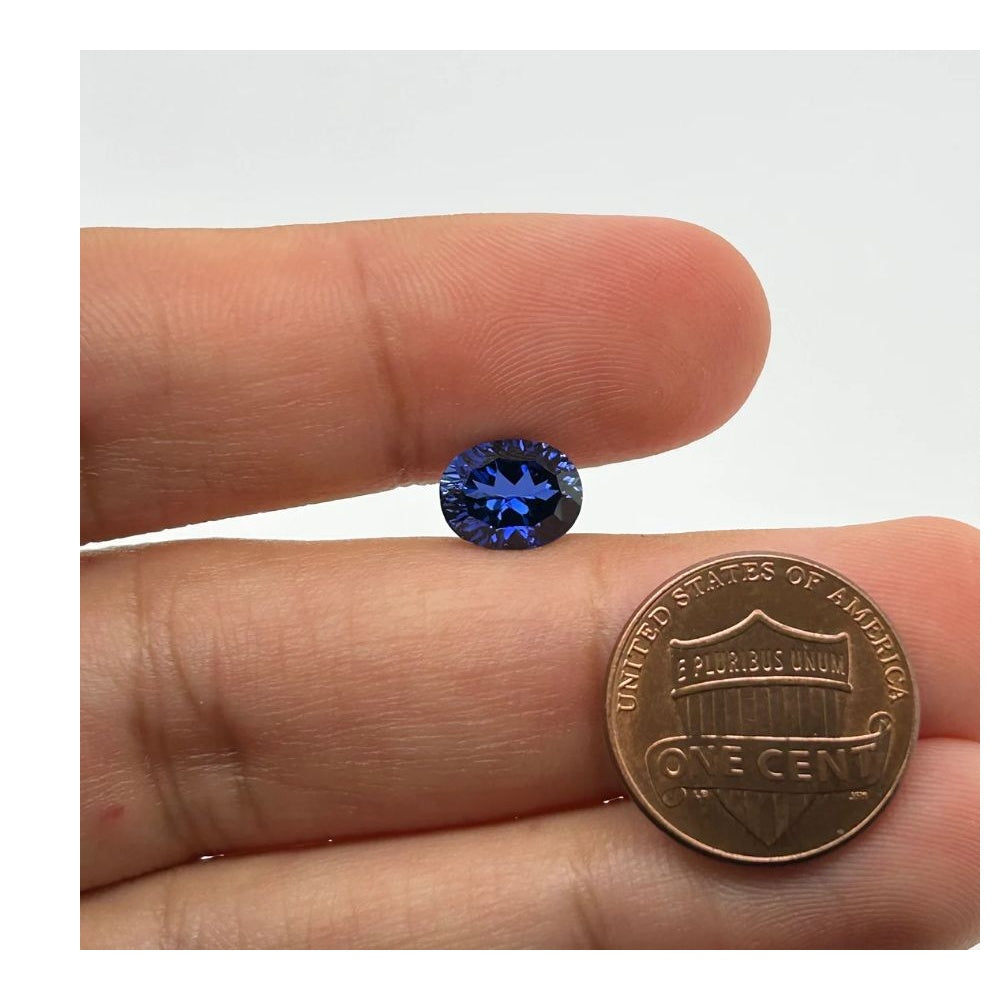 Synthetic Blue Sapphire - 6x4mm - 10x8mm Oval Concave Cut - Loose Gemstone