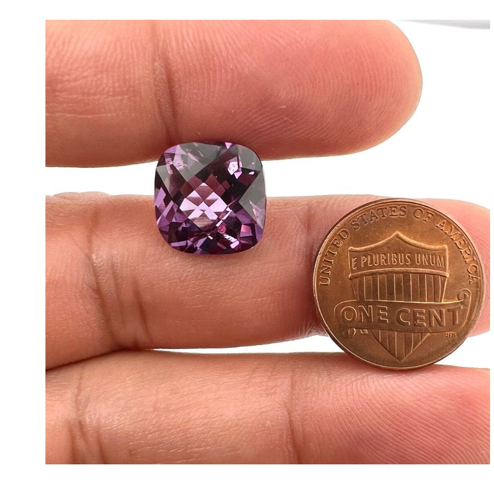 Lab Grown Color Change Sapphire Cushion Checkered Cut