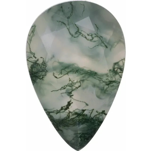Natural Moss Agate Loose Gemstone - Pear Cut 8x6mm-18x12mm for Jewelry Crafting