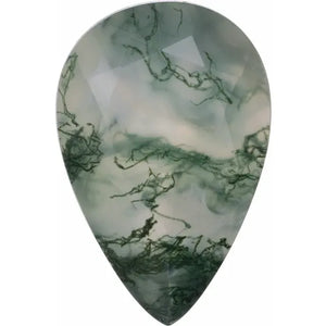 Natural Moss Agate Loose Gemstone - Pear Cut 8x6mm-18x12mm for Jewelry Crafting