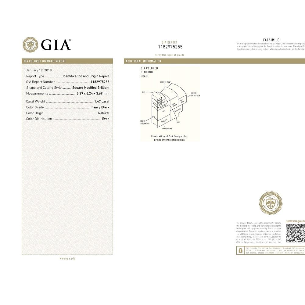 1.47 Cts Natural Fancy Black Diamond AAA Quality Princess Cut