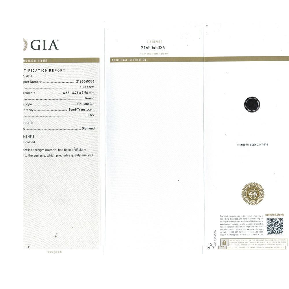 1.23 Cts Treated Fancy Black Diamond AAA Quality Round Cut