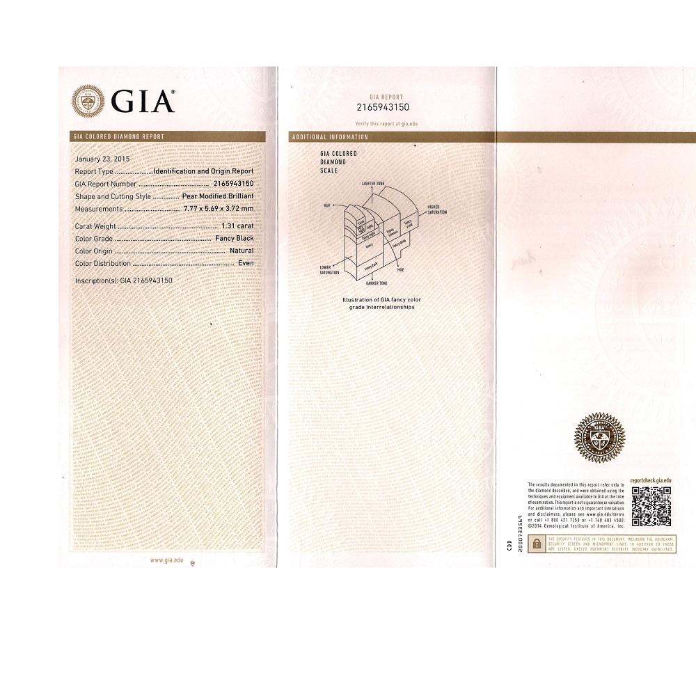 1.31 Cts Natural Fancy Black Diamond AAA Quality Pear Cut