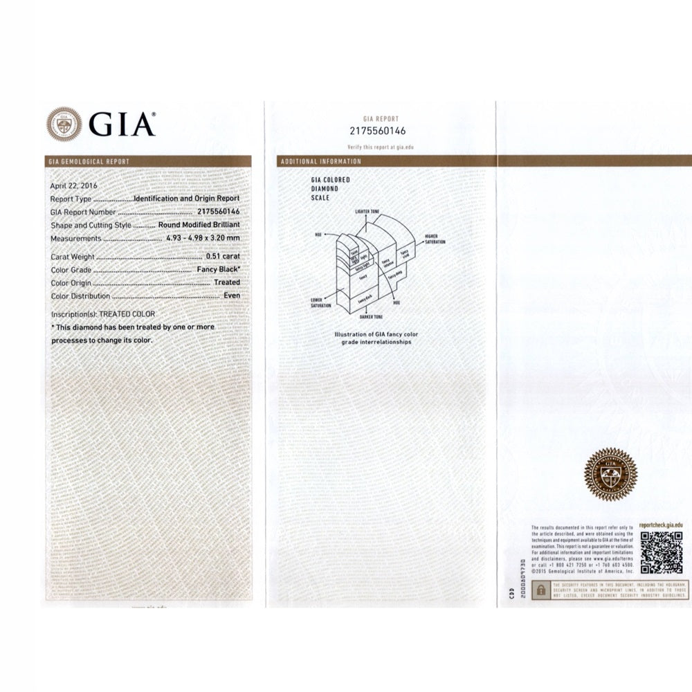 0.51 Cts Treated Fancy Black Diamond AAA Quality Round Cut