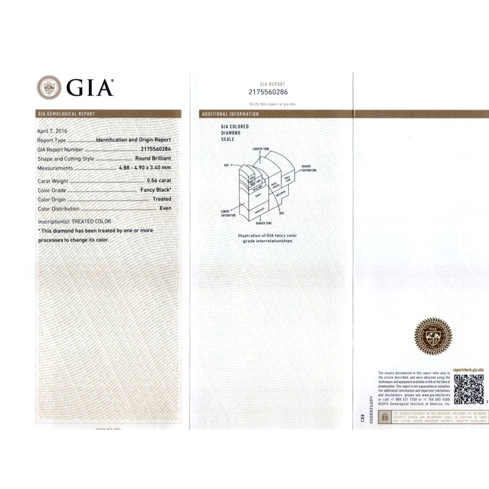 0.56 Cts Treated Fancy Black Diamond AAA Quality Round Cut