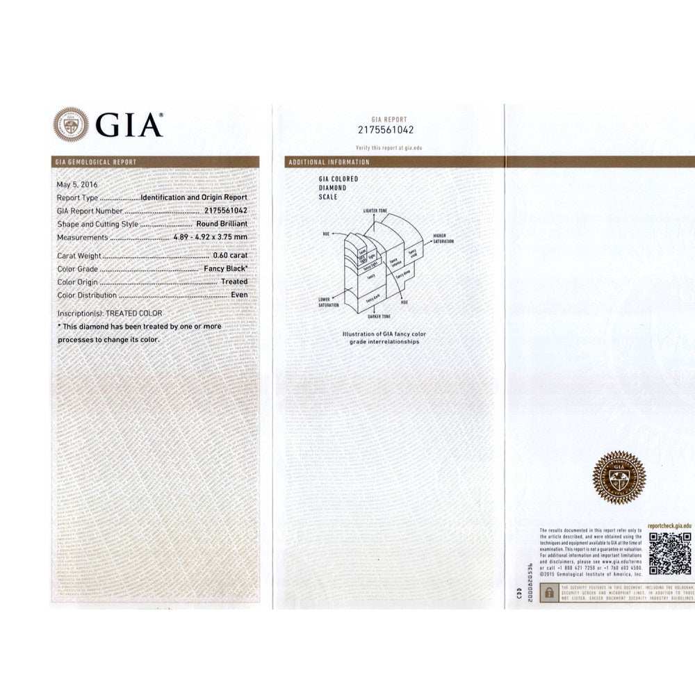 0.60 Cts Treated Fancy Black Diamond AAA Quality Round Cut