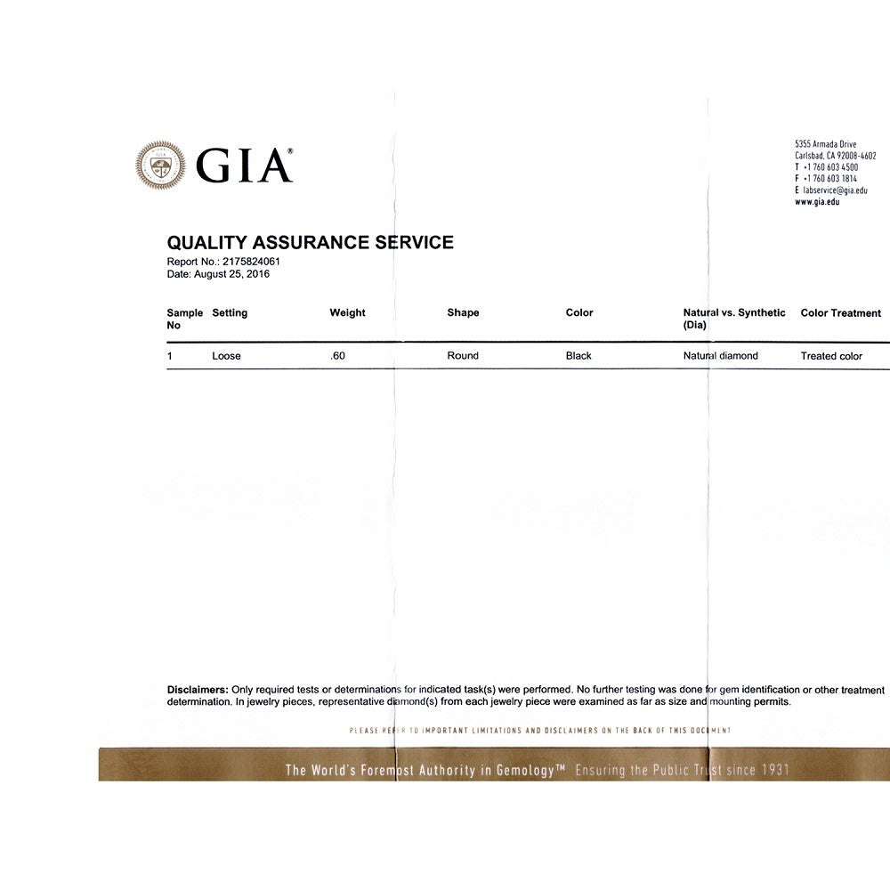 0.60 Cts Treated Fancy Black Diamond AA Quality Round Cut