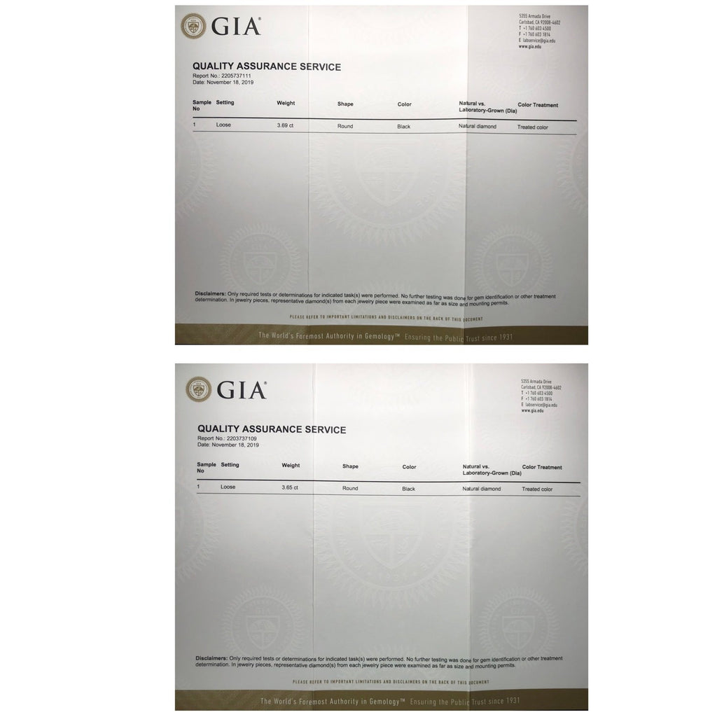 7.34 Cts Pair Treated Fancy Black Diamond AAA Quality Round Cut