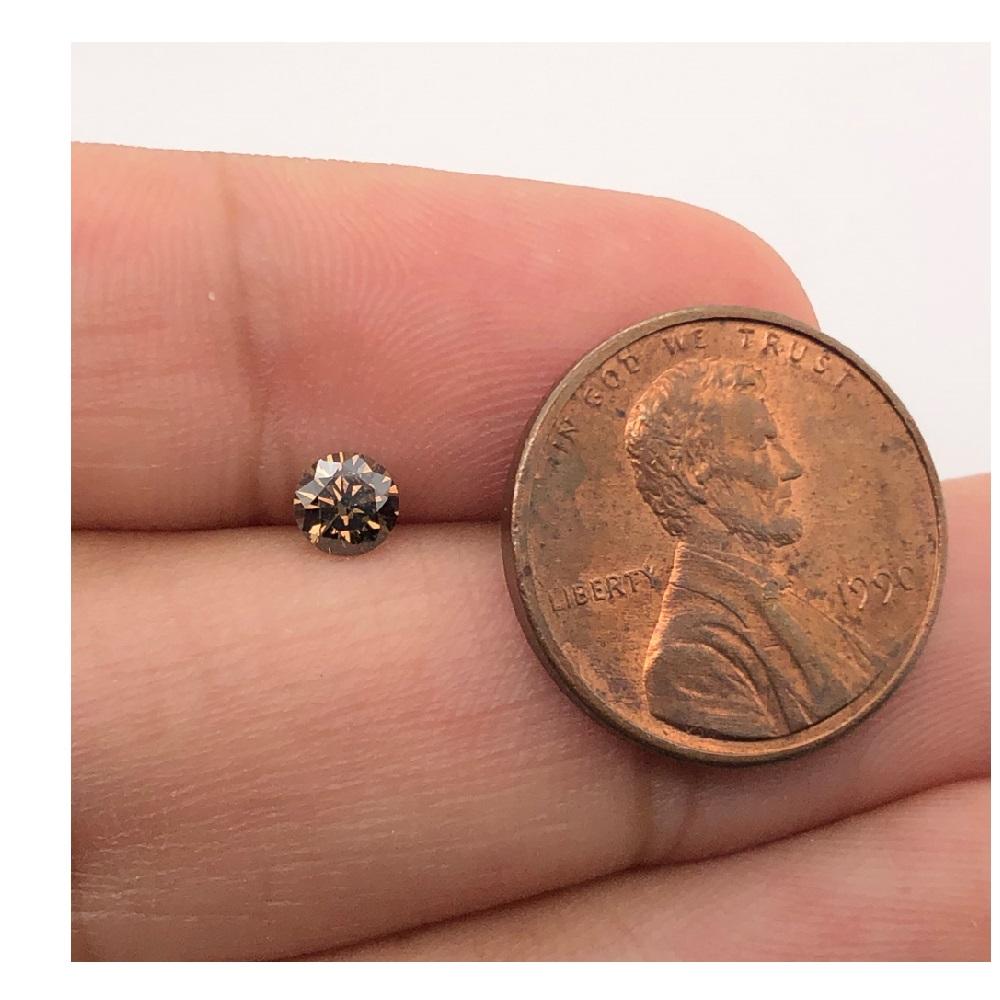 0.34 Cts Natural Fancy Brown Diamond SI2 Quality Round Cut