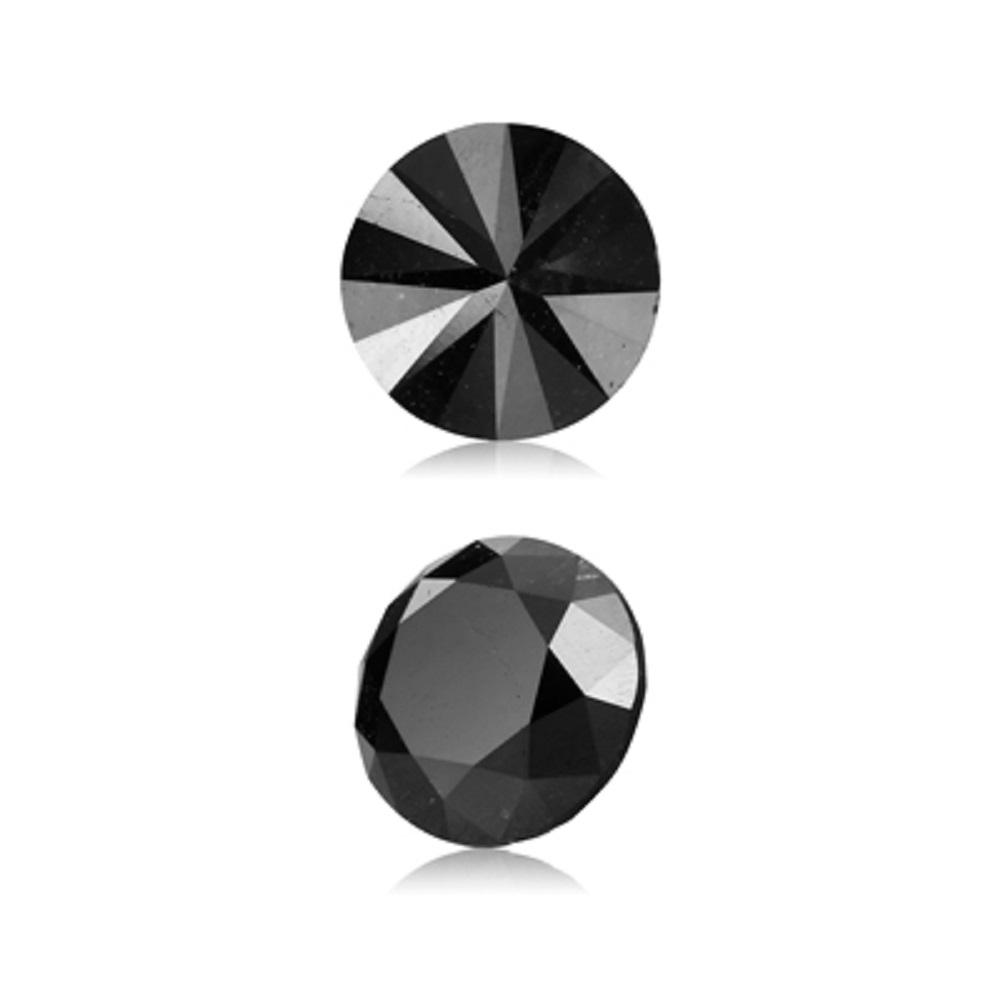 2.87 Cts Treated Fancy Black Diamond AA Quality Round Cut