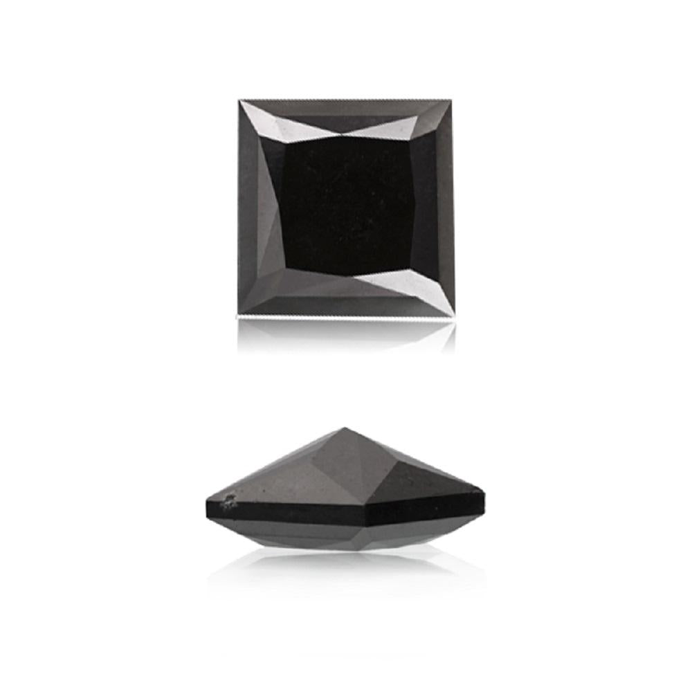 3.97 Cts Natural Fancy Black Diamond AAA Quality Princess Cut