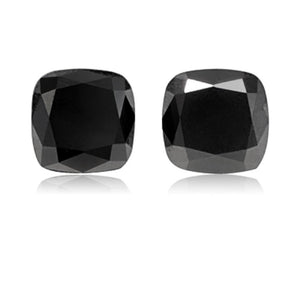 4.14 Cts Pair Treated Fancy Black Diamond AAA Quality Cushion Cut
