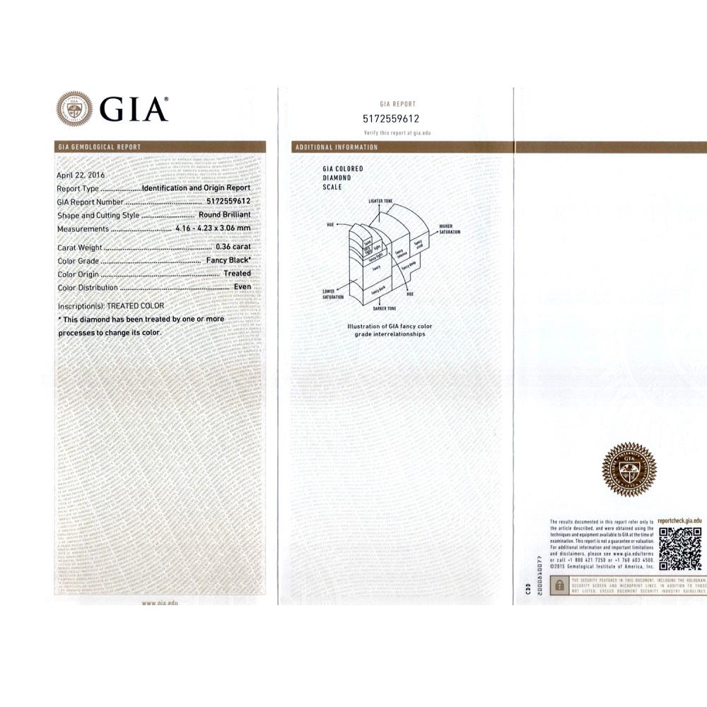 0.36 Cts Treated Fancy Black Diamond AAA Quality Round Cut