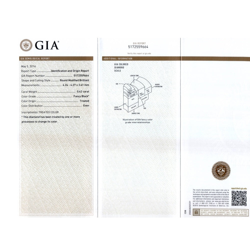 0.42 Cts Treated Fancy Black Diamond AAA Quality Round Cut