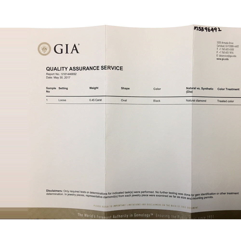 0.45 Cts Treated Fancy Black Diamond AAA Quality Oval Cut