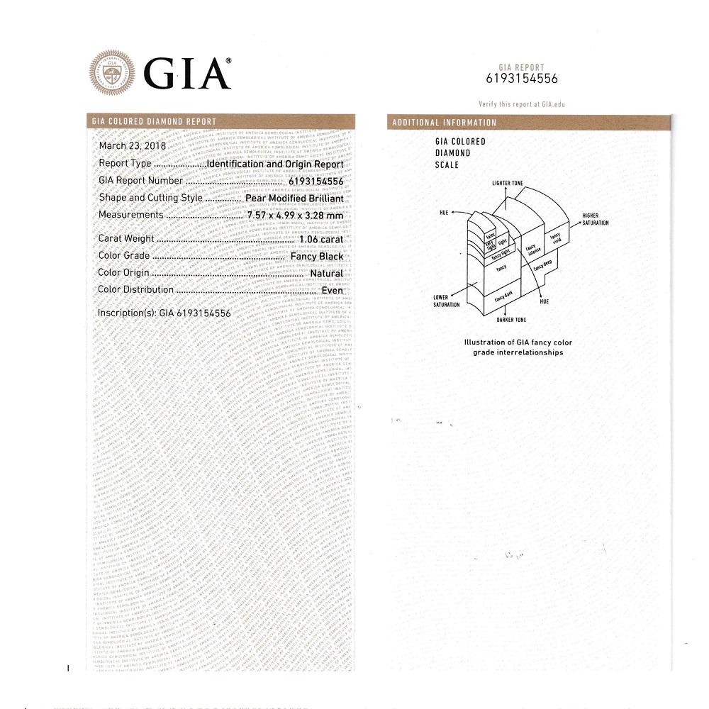 1.06 Cts Natural Fancy Black Diamond AAA Quality Pear Cut