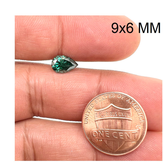 Lab Created Pear Green Moissanite