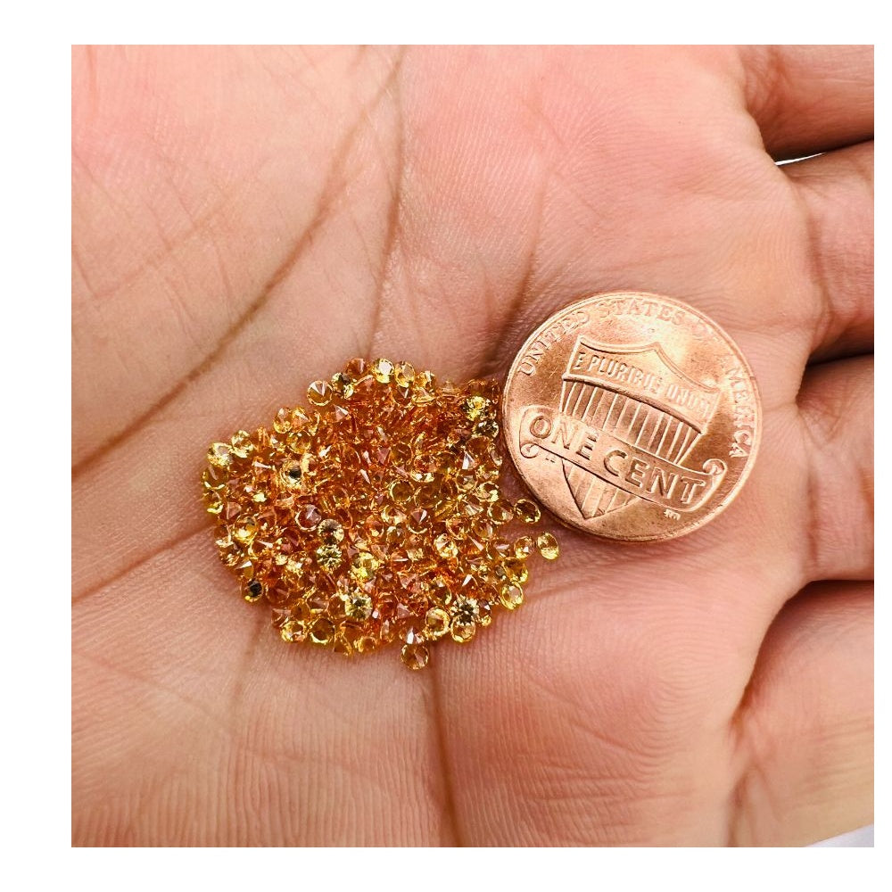 Loose Orangish Yellow Sapphires Small Round Parcels