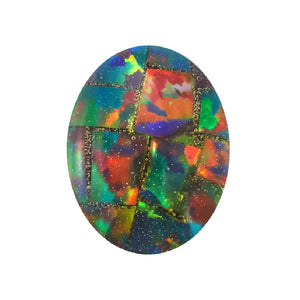 Lab Created Loose Oval Cabochon Mosaic Opal