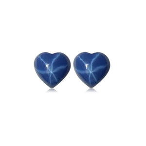 Lab Created Synthetic Blue Star Sapphire Heart Cabochon