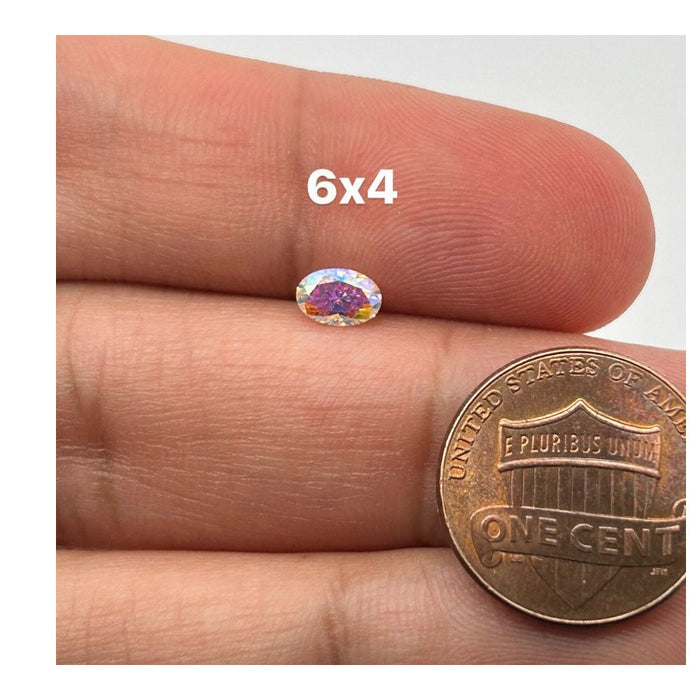 Loose Rainbow / AB Color Coated Moissanite - Oval Shape, Sizes 6x4mm to 8x6mm, Brilliant Gemstone for Unique Jewelry Designs