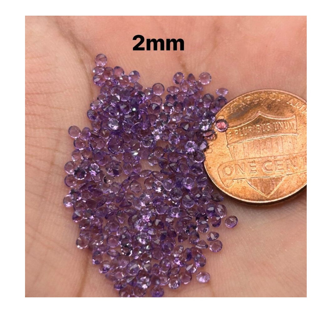Bulk Natural Amethyst Gemstones AAA Quality Loose Small Parcels 50pcs and 100pcs Options 1.25mm - 3mm Sizes