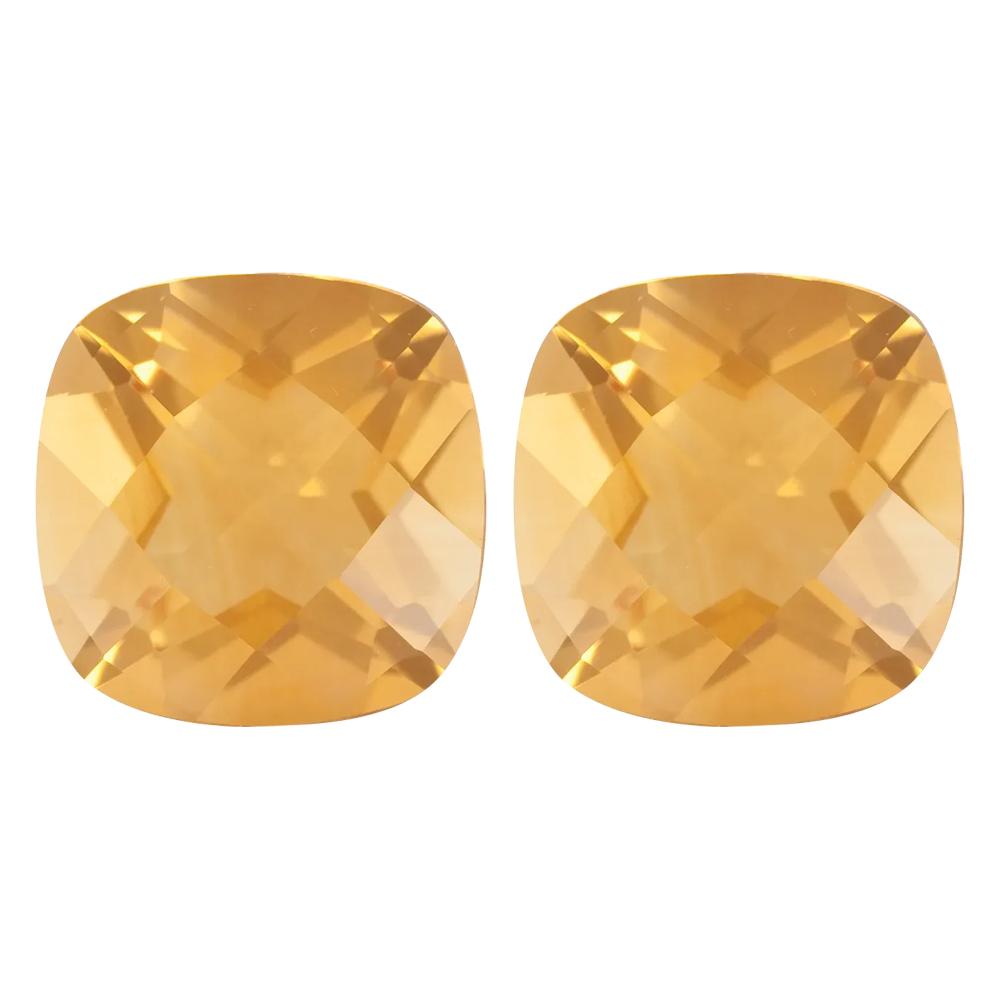 Natural Yellow Citrine Cushion Checkerboard Cut