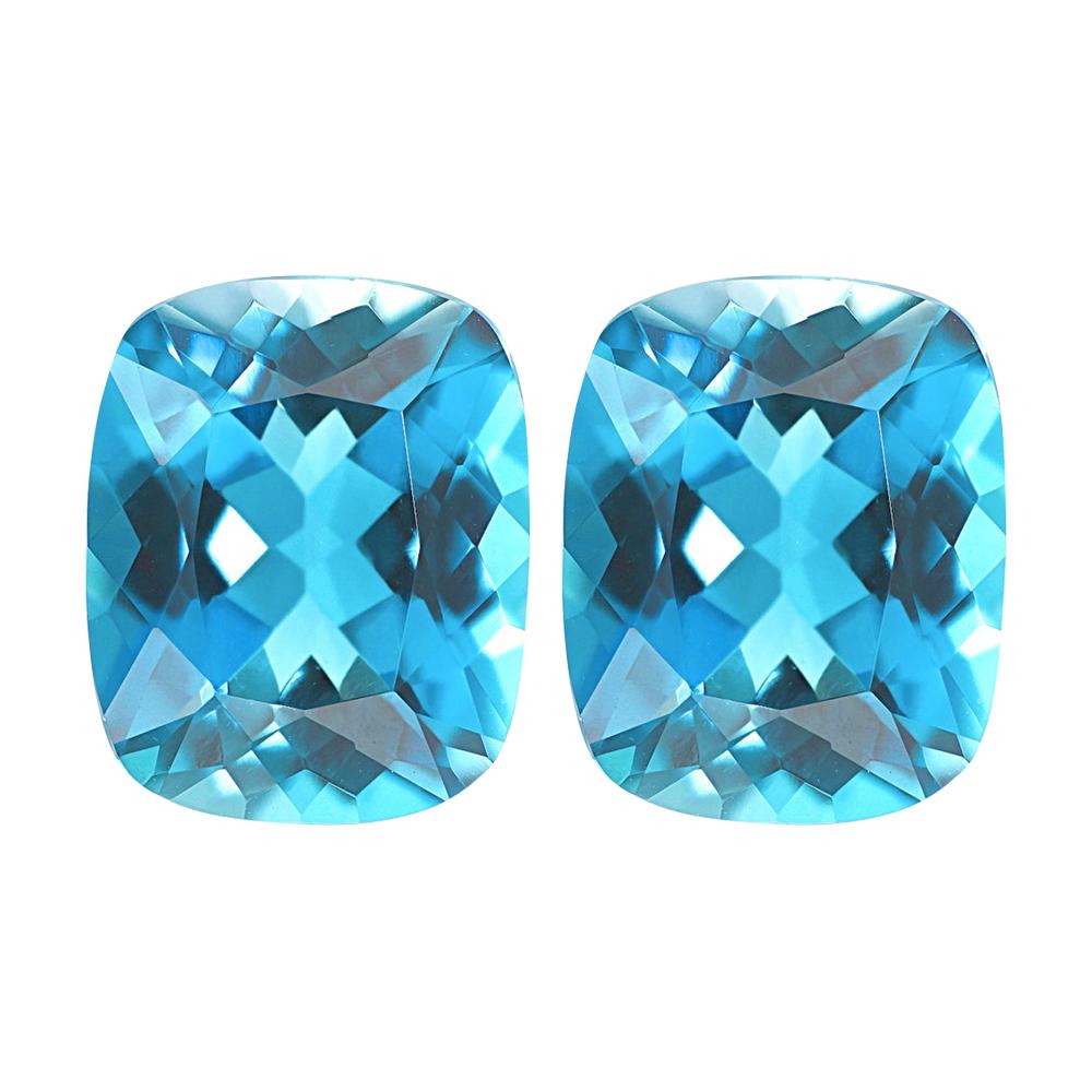 Swiss Blue Topaz Elongated Cushion Checkered Cut
