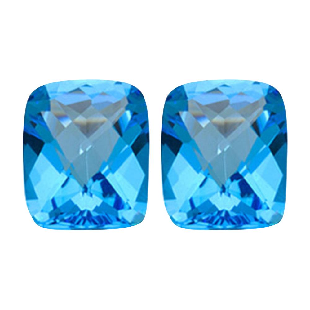 Swiss Blue Topaz Emerald Checkered Cut