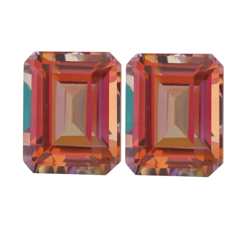Natural Sunrise Mystic Topaz Emerald Shape AAA Quality Faceted Gemstone Available in 6x4MM-14x10MM