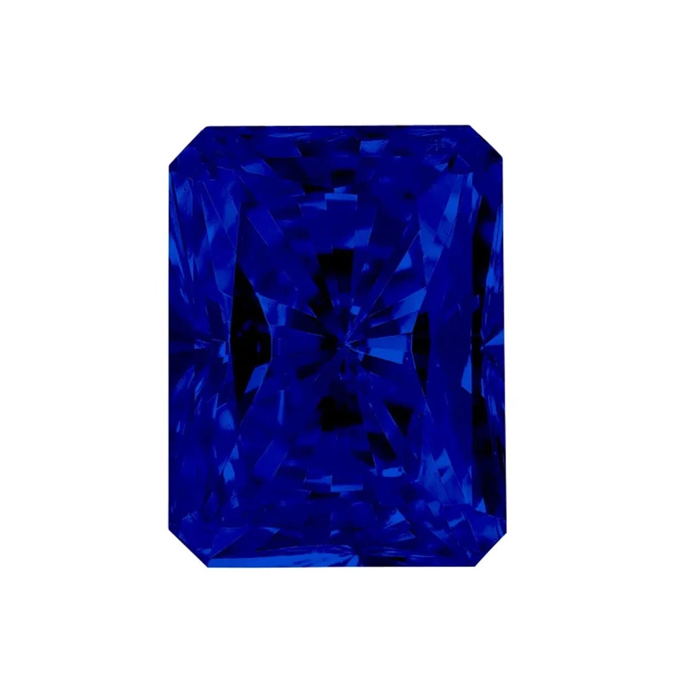 Synthetic Blue Sapphire Emerald-Cut Radiant Shape