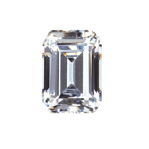 Lab Created Emerald Step Cut White Cubic Zirconia