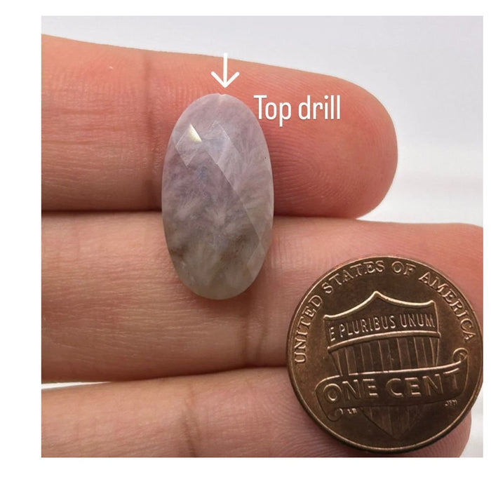 Flame Agate Oval Briolette Top Drill