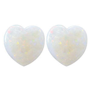 Natural White Australian Opal Heart Cabochon Cut