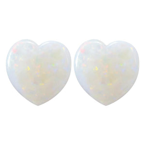 Natural White Australian Opal Heart Cabochon Cut