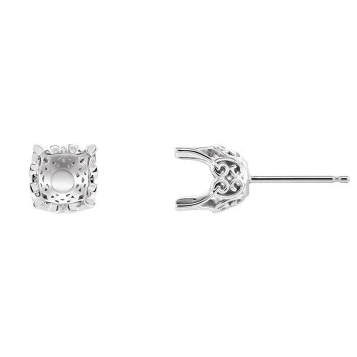 14K Gold Round 4-Prong Earring Mounting Available in 4.1mm - 8.2mm