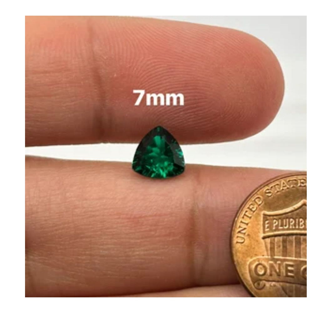 Lab Created Emerald Trillion Concave Cut 7mm