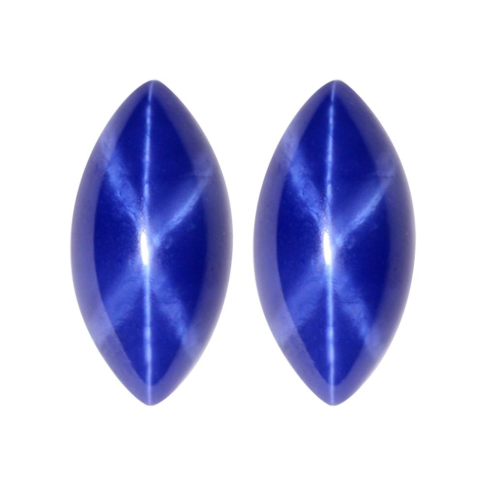 Lab Created Synthetic Blue Star Sapphire Marquise Cabochon
