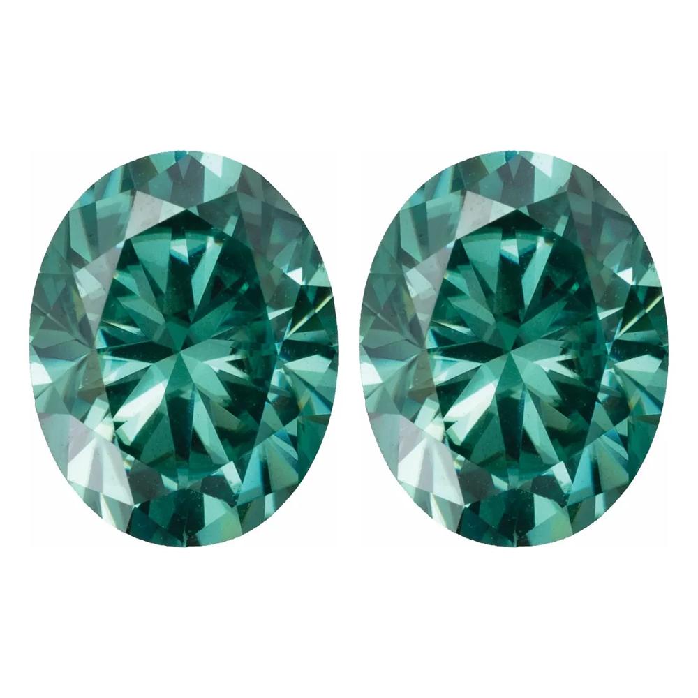 Lab Grown Green Moissanite Oval Cut Eye Clean Quality DEF Color Available in 6x4MM-10x8MM