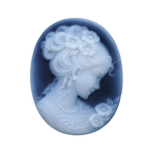 Oval Black Agate Victorian Lady C Cameo