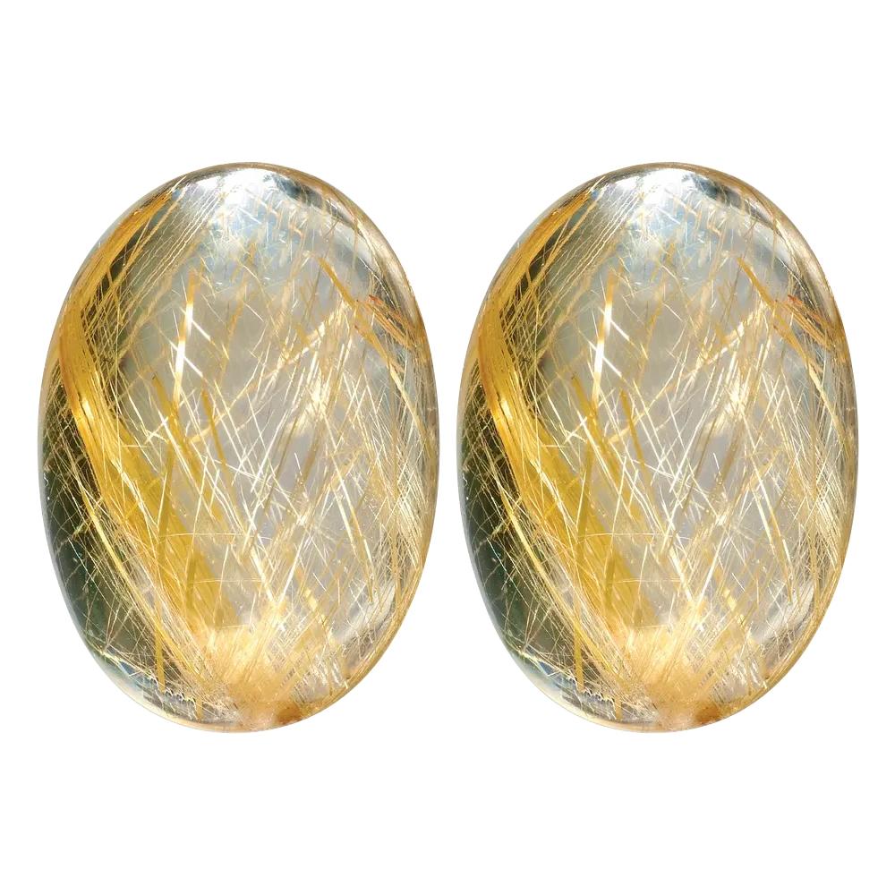 Natural Oval Cabochon Cut Loose Rutilated Quartz