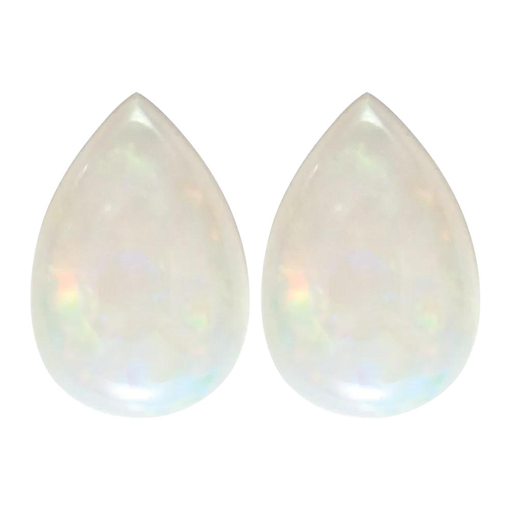 Natural White Australian Opal Pear Cabochon Cut
