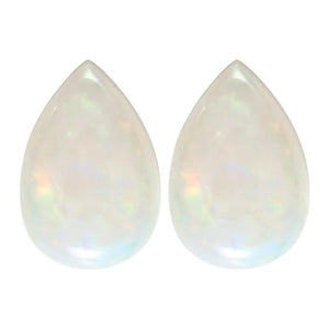 Natural White Australian Opal Pear Cabochon Cut