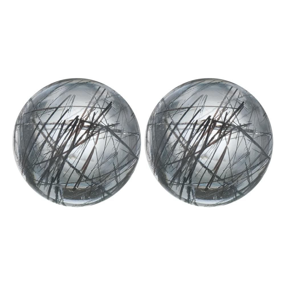 Natural Round Cabochon Cut Loose Tourmalinated Quartz