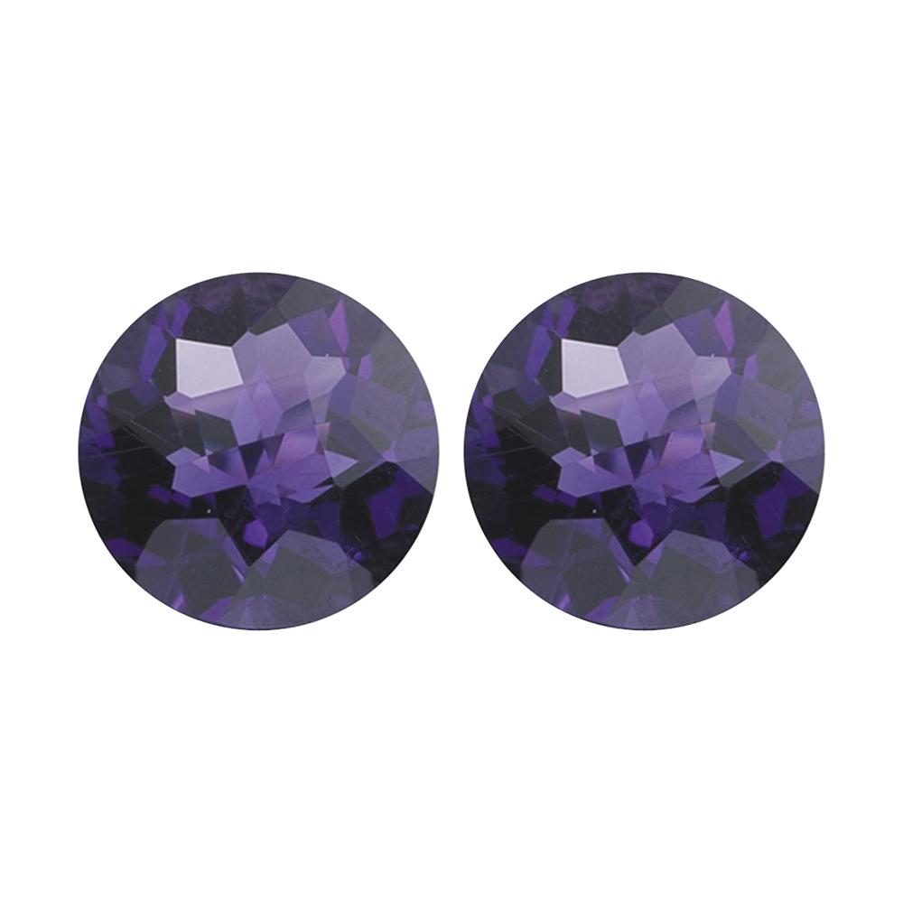 Natural Loose African Amethyst Round Checkered Cut