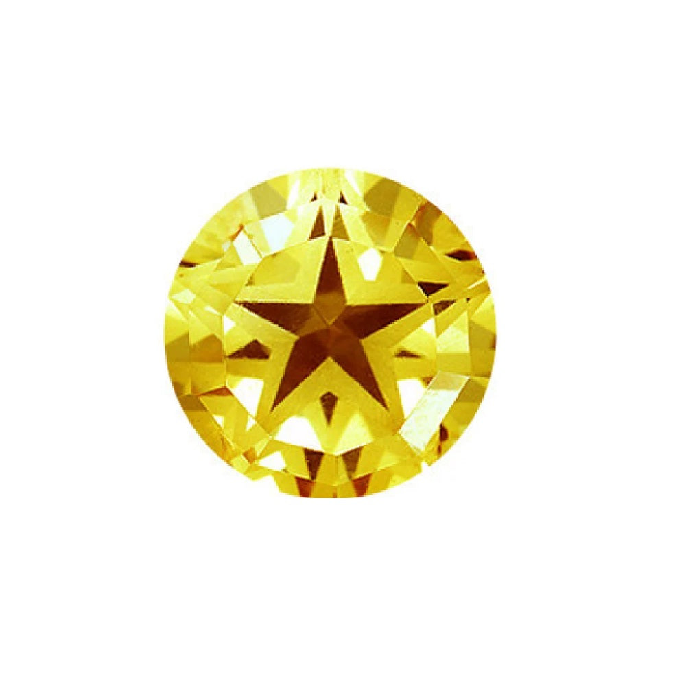 Natural Yellow Beryl Round Texas Star Cut