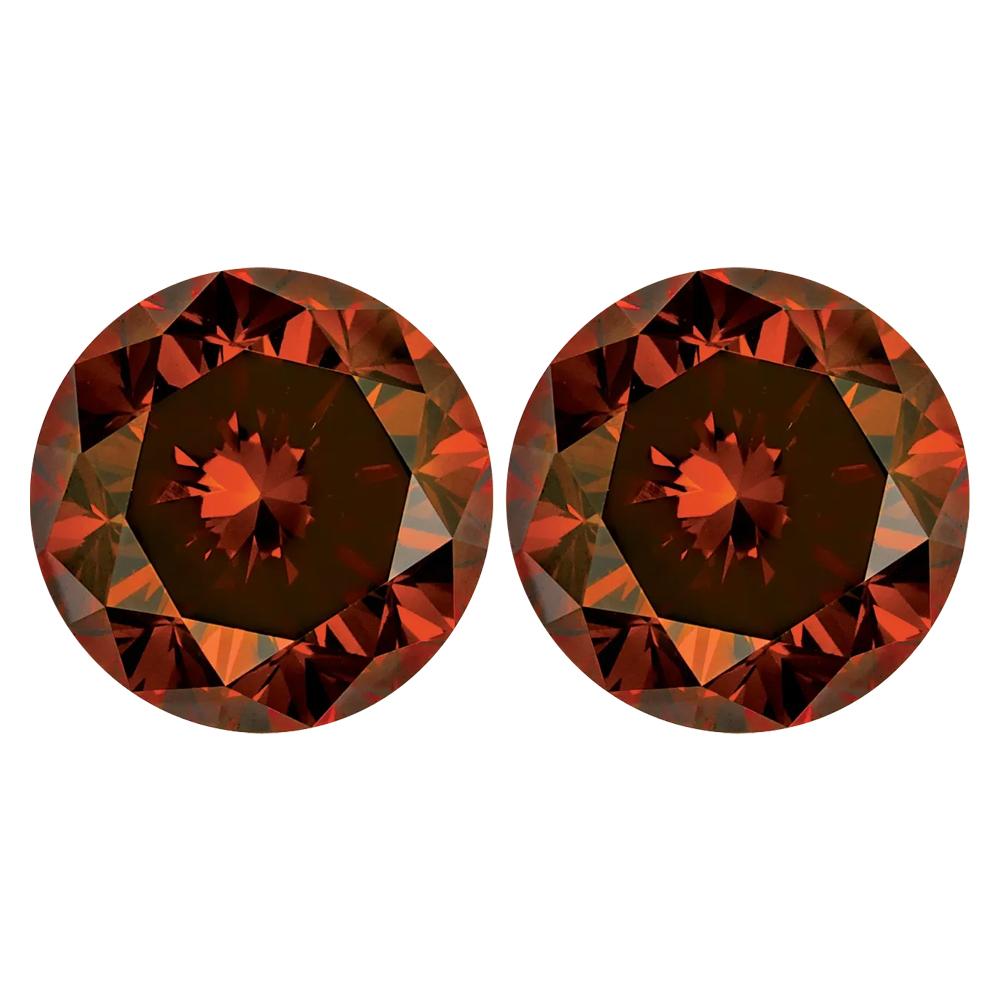 Treated Round SI Quality Loose Burnt Orange Diamond