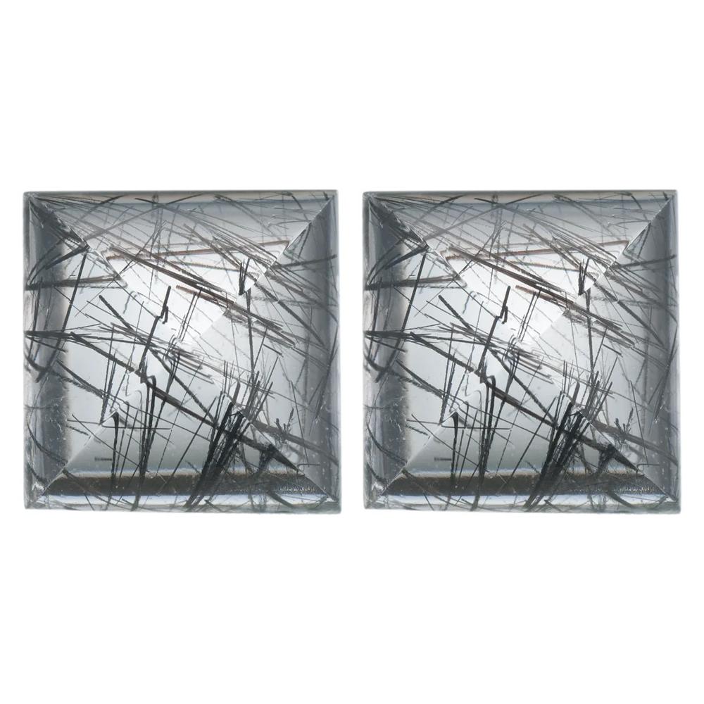 Natural Square Cabochon Cut Loose Tourmalinated Quartz