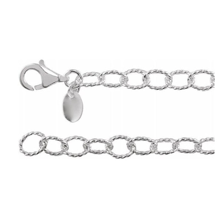 Sterling Silver 4.45 mm Knurled Cable Chain Available in  7 Inch -  24 Inch